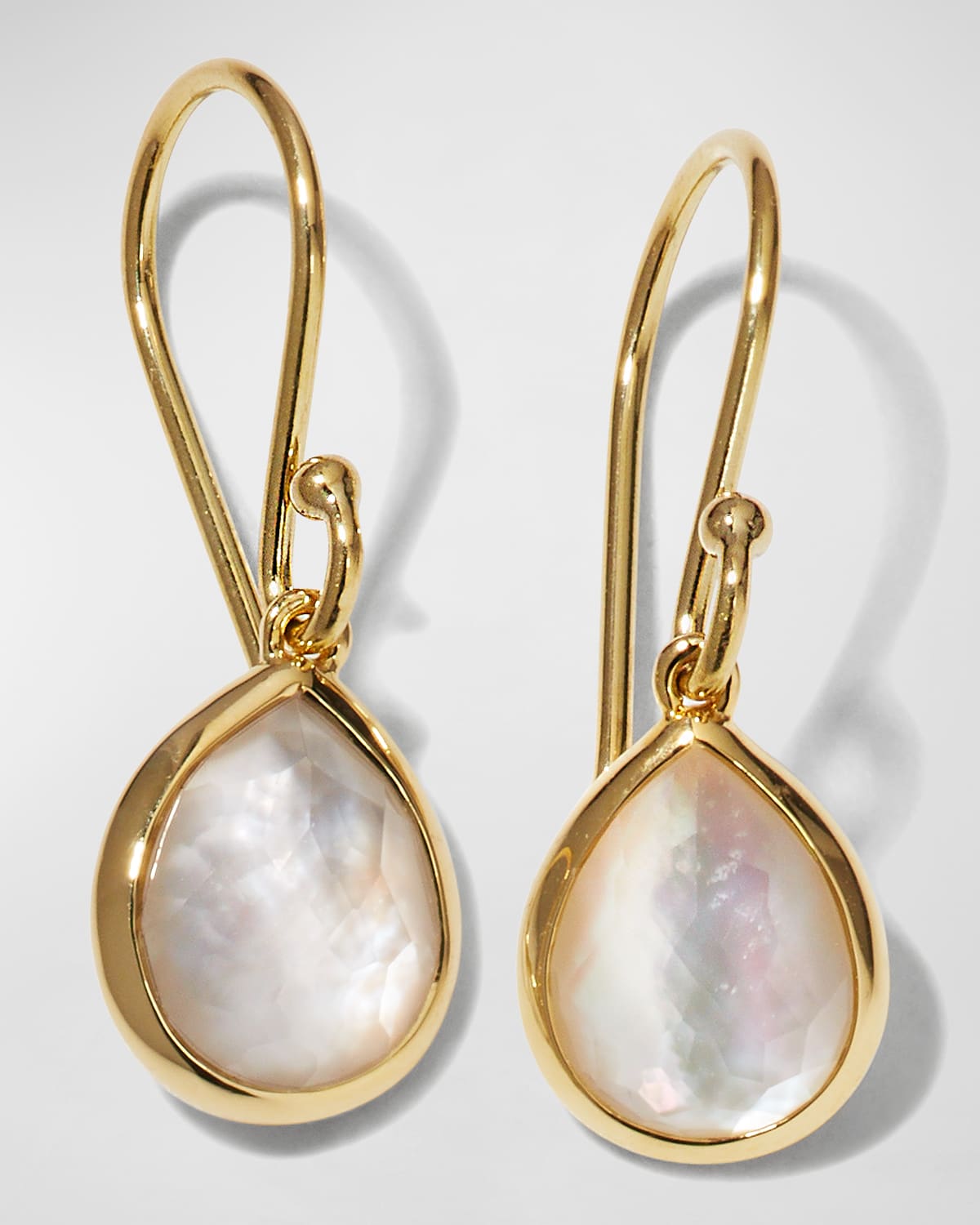Shop Ippolita Teeny Teardrop Earrings In 18k Gold In Mother Of Pearl