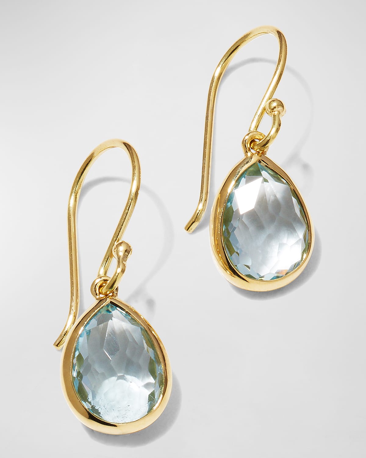 Shop Ippolita Teeny Teardrop Earrings In 18k Gold In Blue Topaz