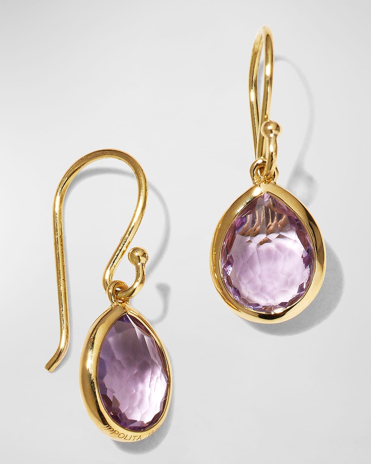 Shop Ippolita Teeny Teardrop Earrings In 18k Gold In Amethyst