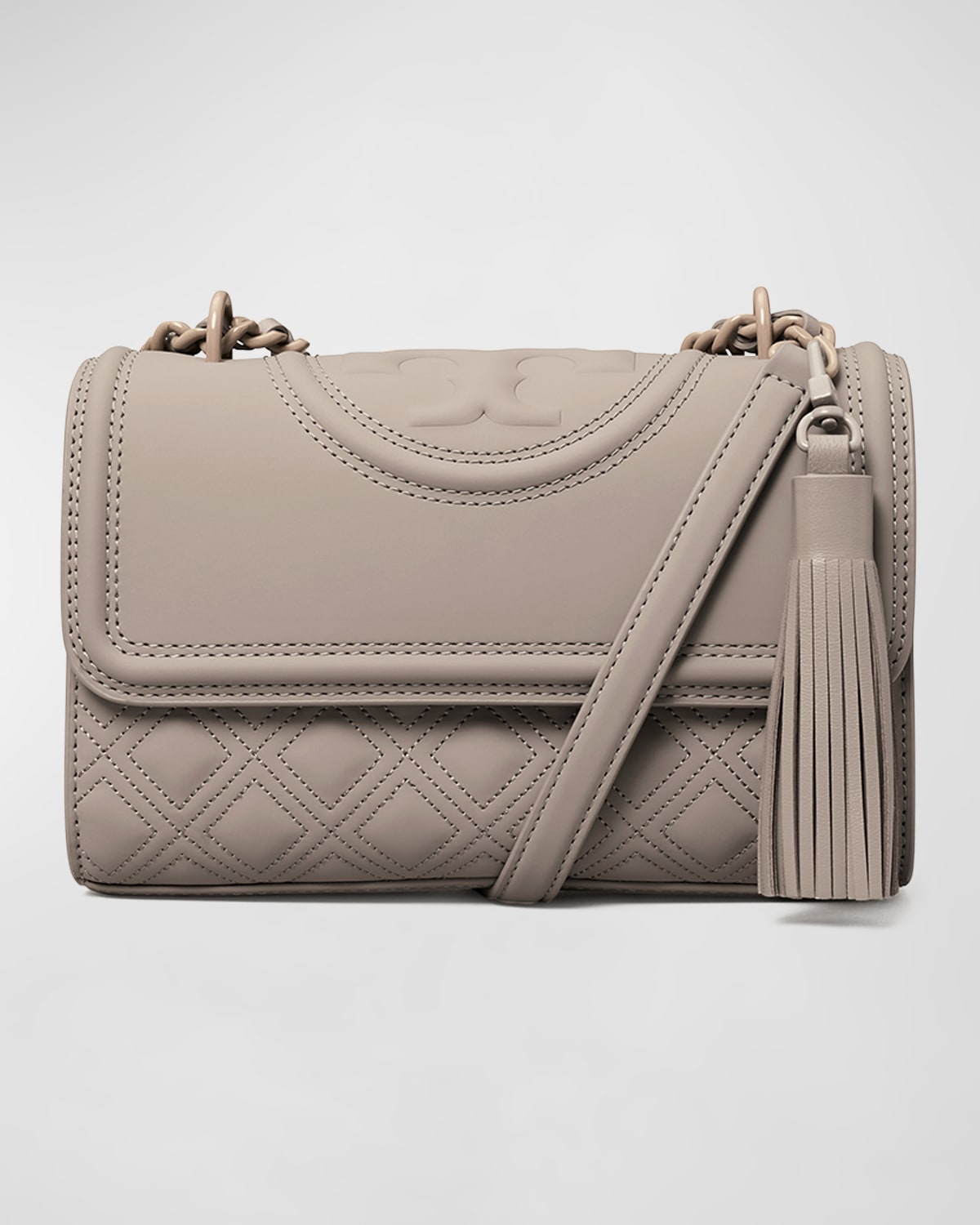 Tory Burch Fleming Matte Small Convertible Shoulder Bag In Gray Heron