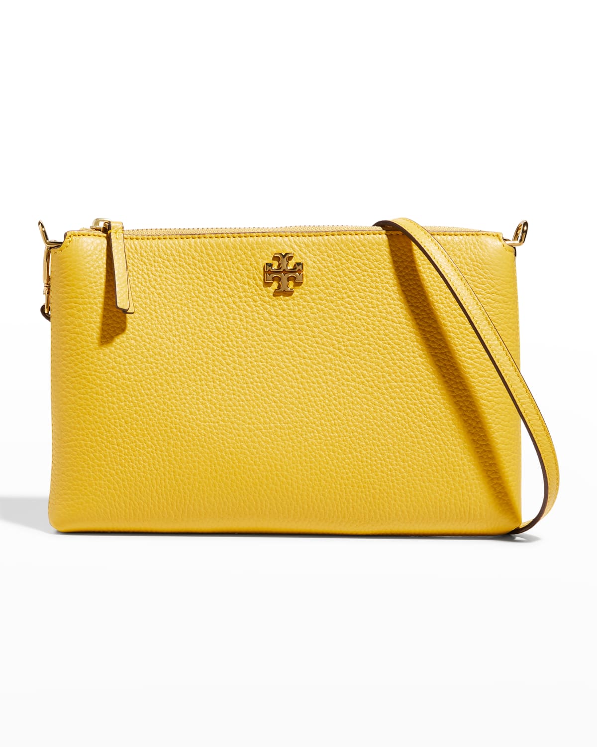 Tory Burch Kira Zip Pebbled Leather Crossbody Bag In Golden Sunset