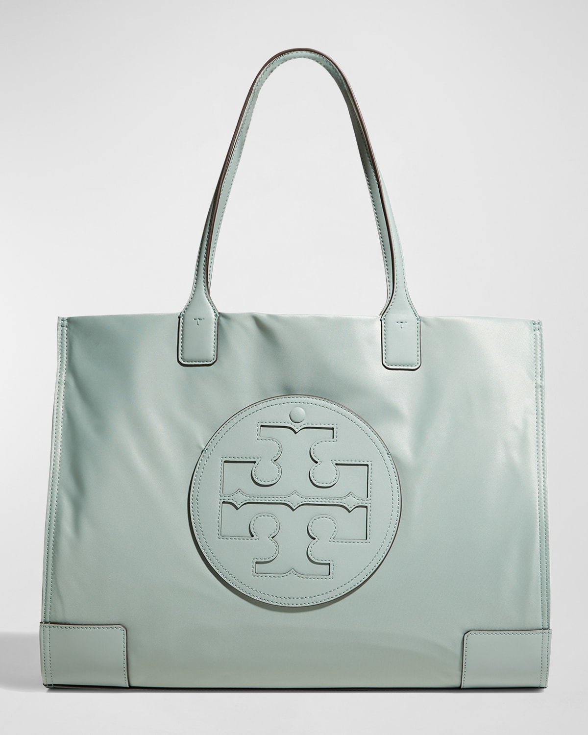 Tory Burch Ella Logo Recycled Nylon Tote Bag In Blue Celadon