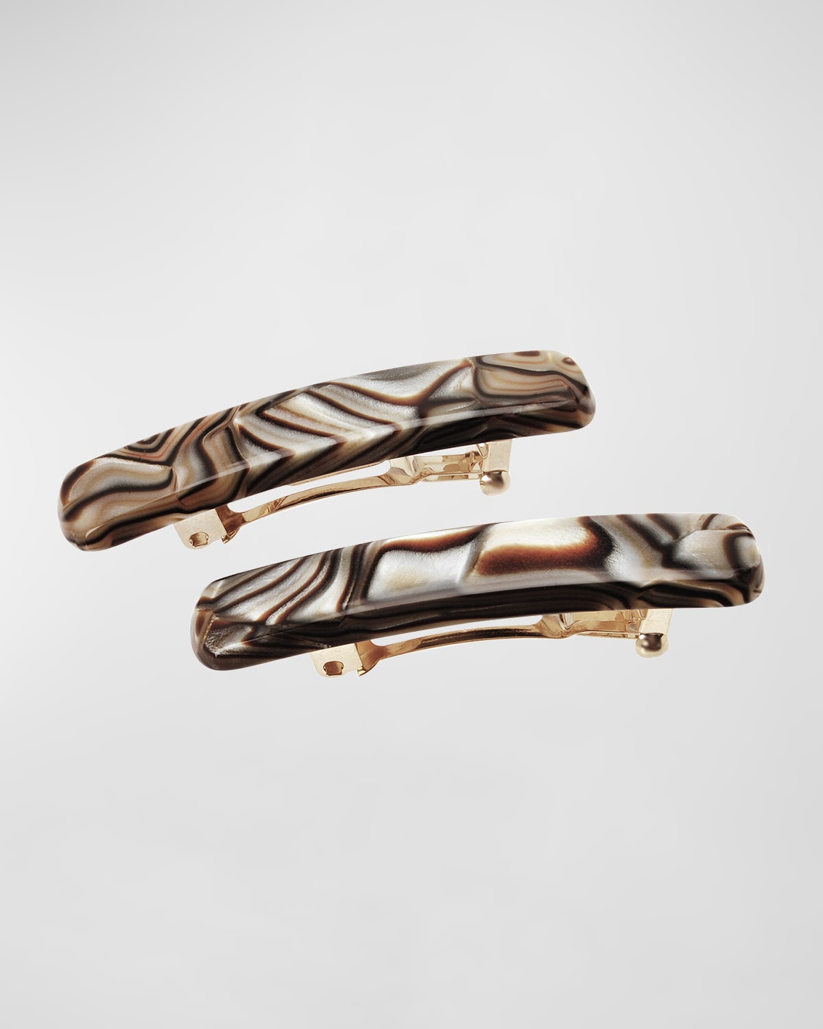 Shop L Erickson Mini Classic Rectangle Barrettes, Set Of 2 In Onyx