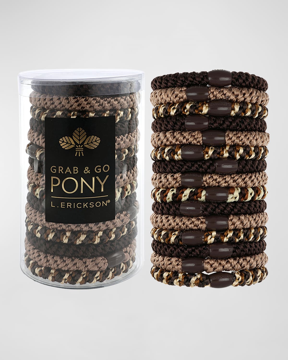 L Erickson L. Erickson Grab & Go 15-pack Braided Ponytail Holders In Toffee