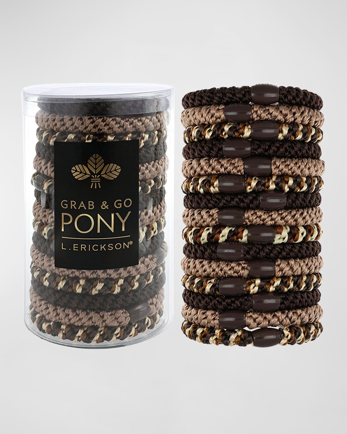 Shop L Erickson Grab & Go Pony Elastics Tube, Set Of 15 In Toffee