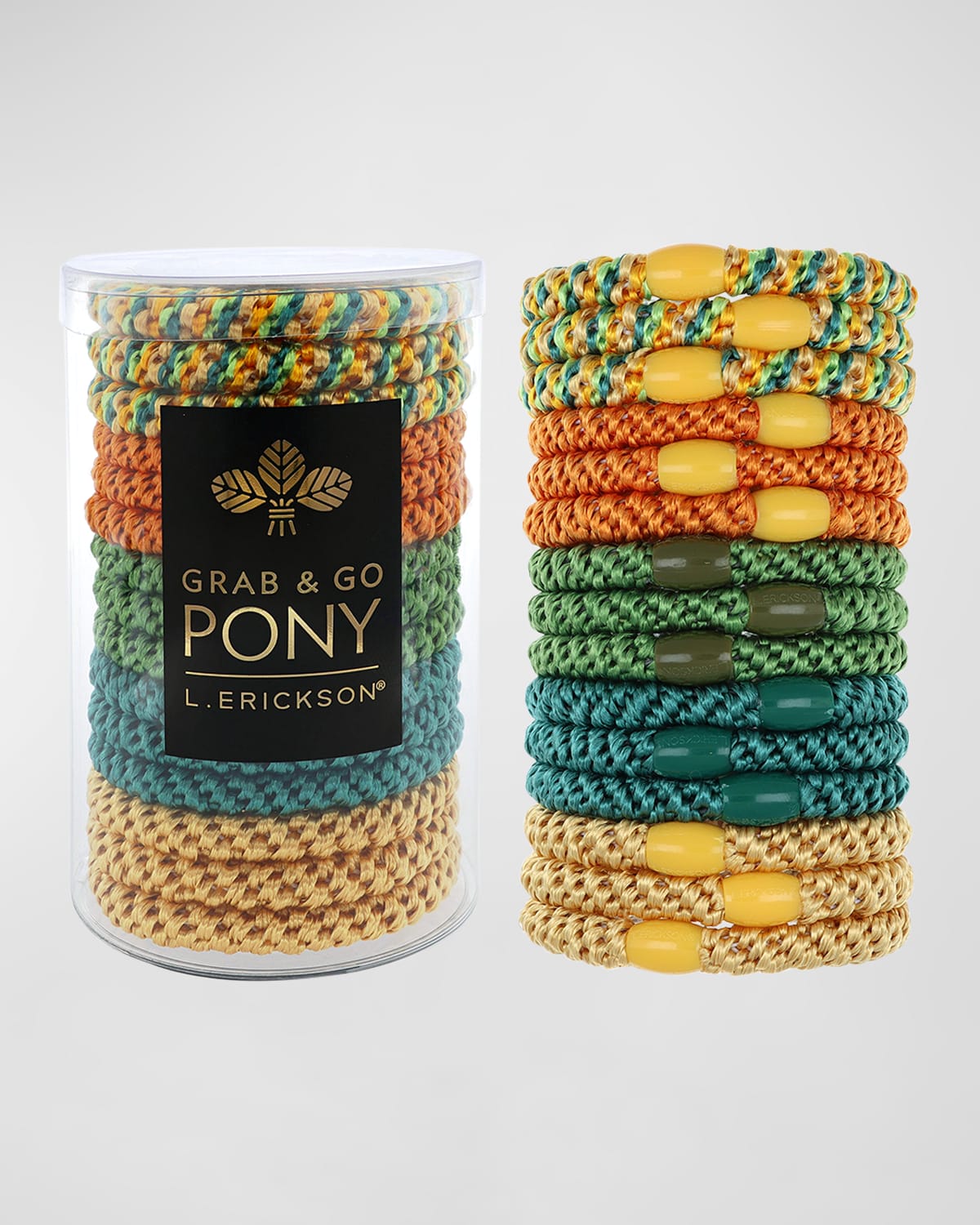 L Erickson Grab & Go Pony Elastics Tube, Set Of 15 In Sage Canyon