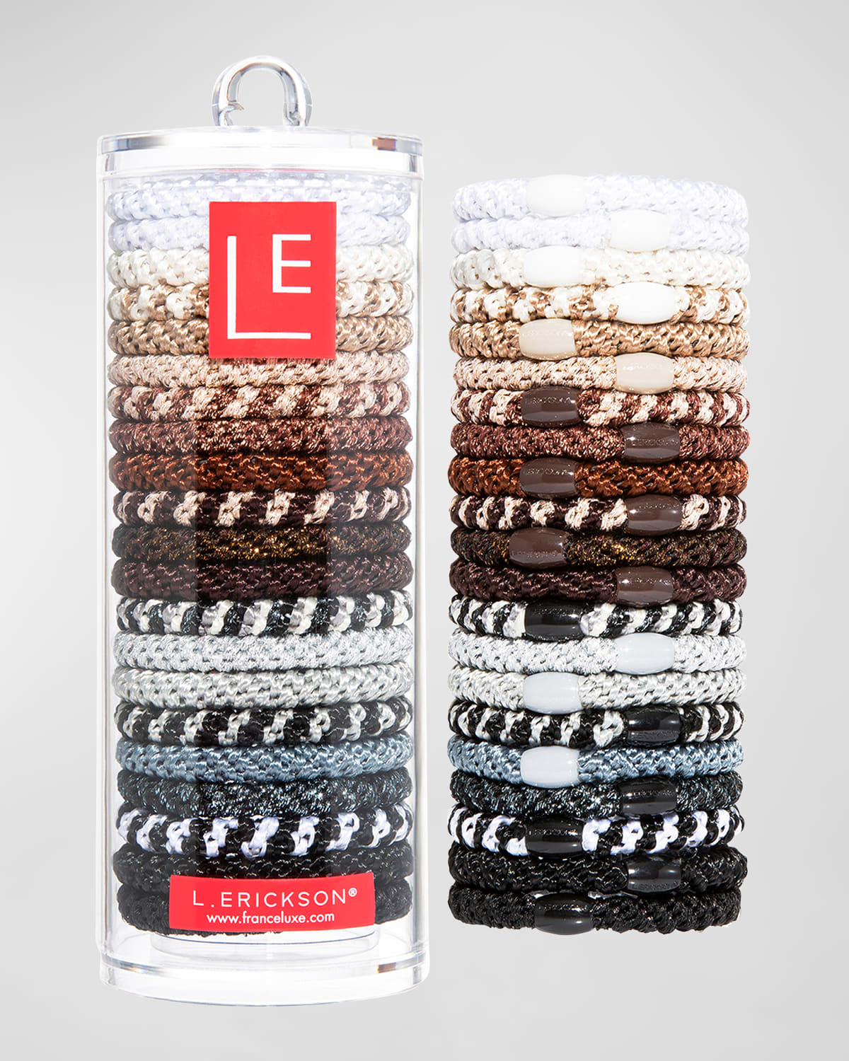 L Erickson Grab & Go Pony Elastics Luxe Tube, Set Of 21 In Nouveau Neutrals