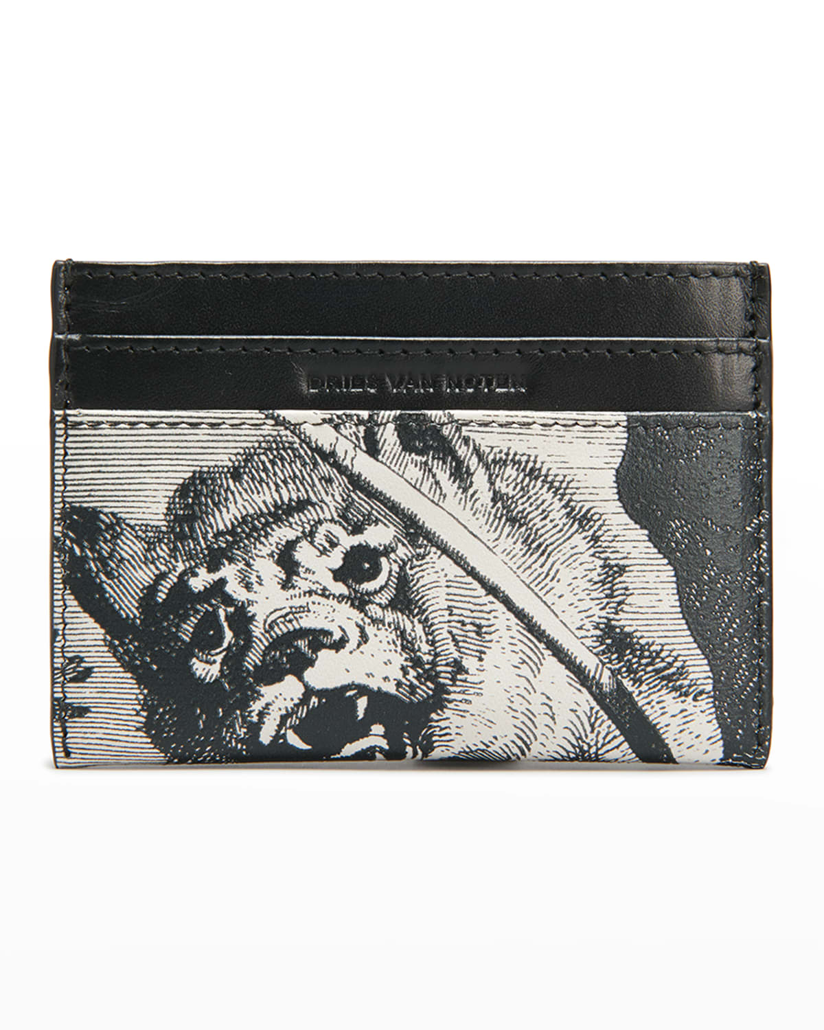 Dries Van Noten Men's Leather Card Holder In Bianco