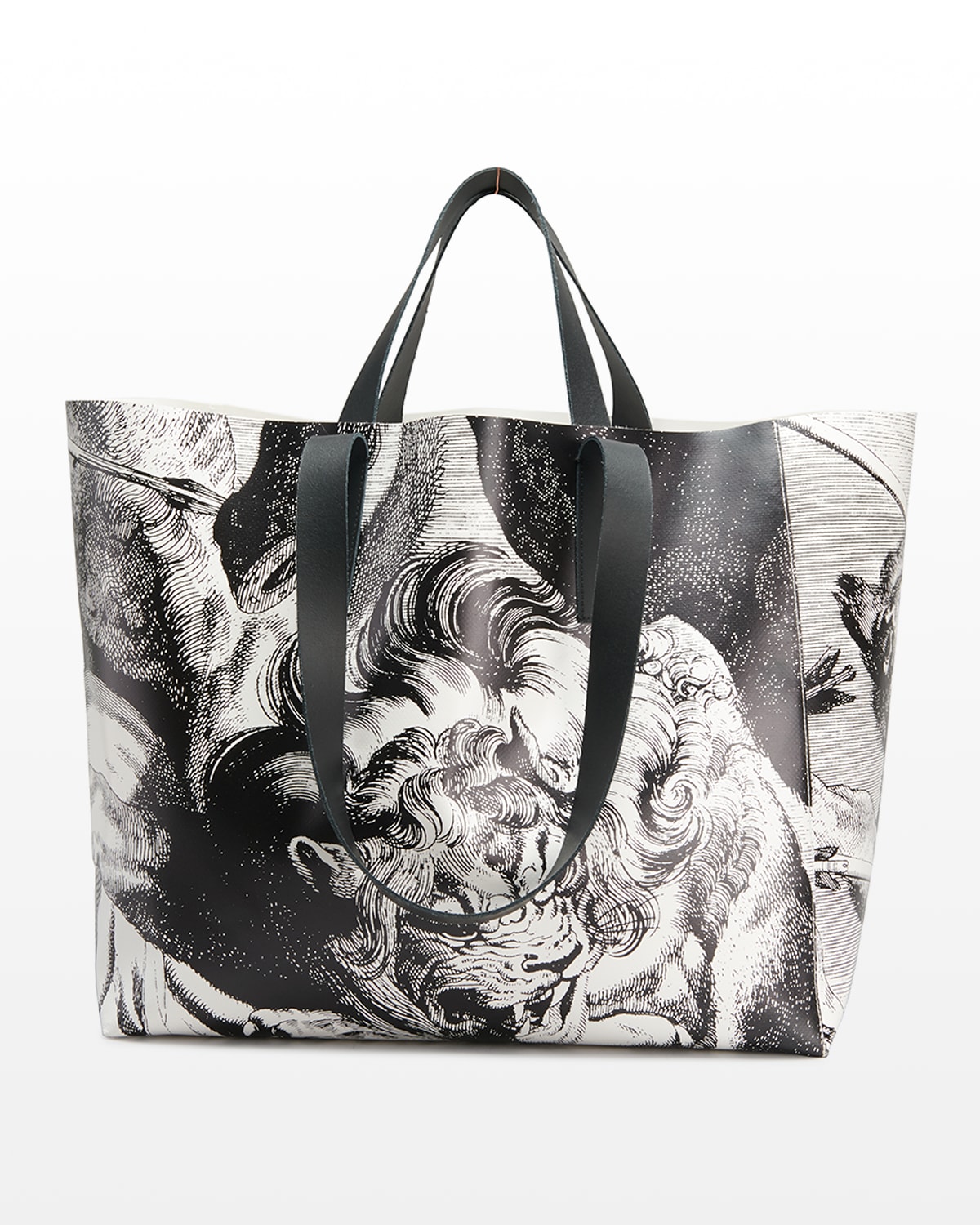 Dries Van Noten Men's Large Leather Tote Bag In White | ModeSens
