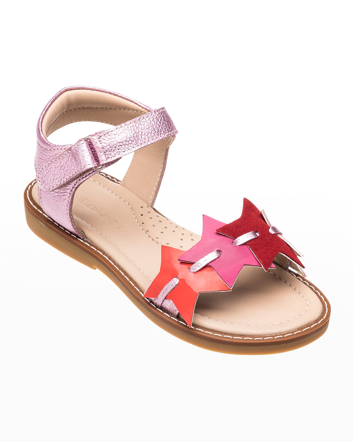 Shop Elephantito Girl's Star Metallic Leather Sandals, Baby In Fuchsia