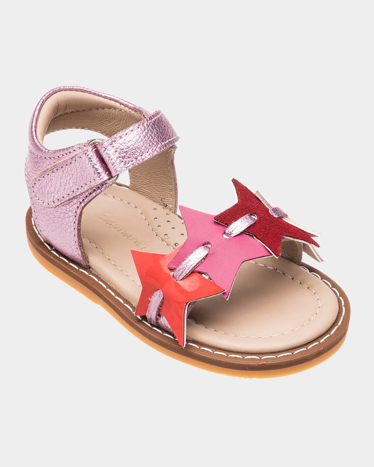 Elephantito Girl's Star Metallic Leather Sandals, Baby