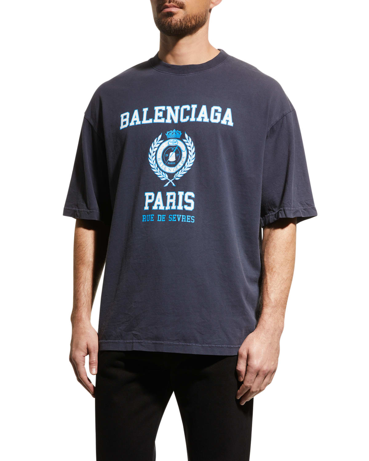 Balenciaga Fashion Institute Medium Fit T-Shirt Washed Black for Men