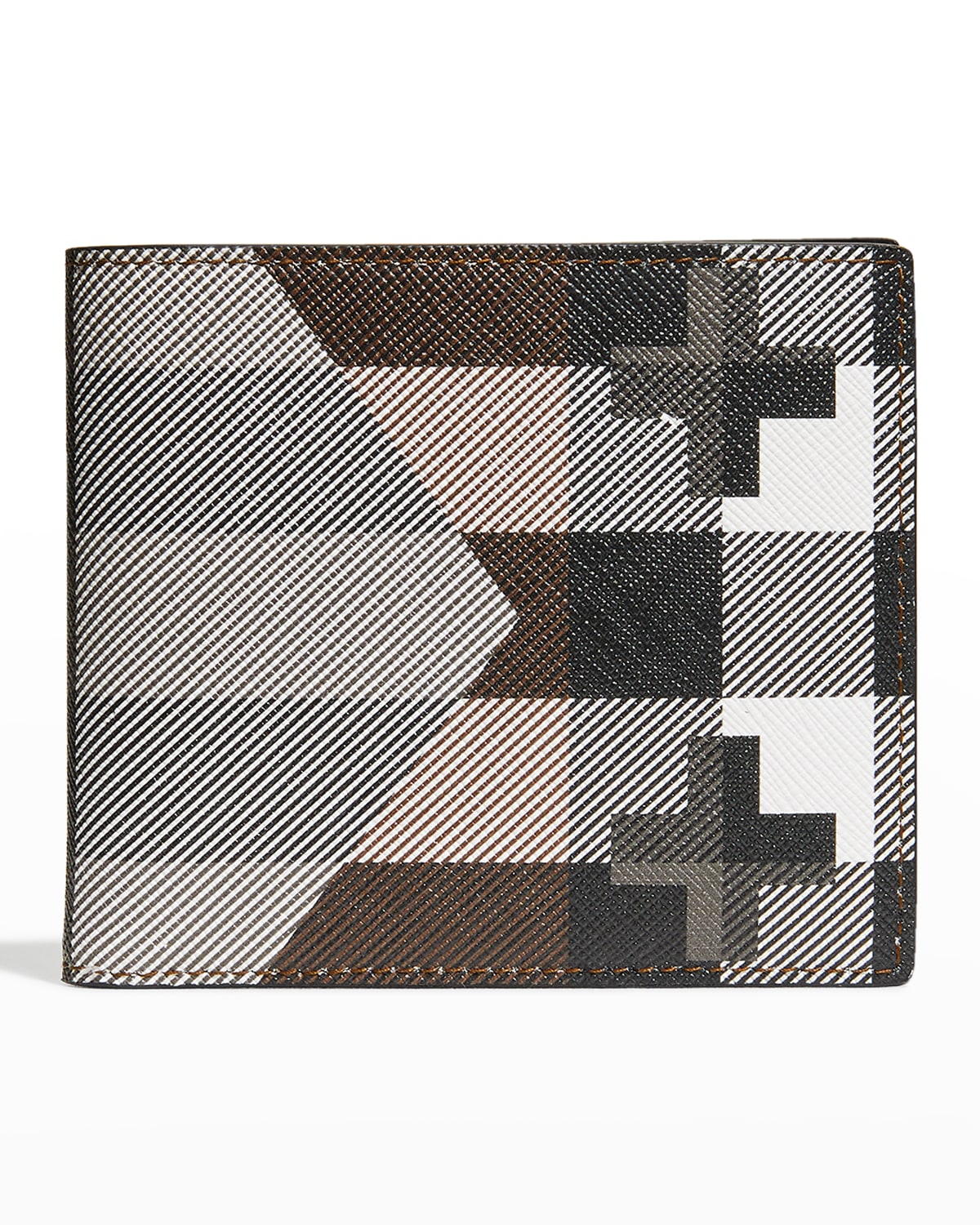Men's Geometric Check International Leather Bifold Wallet