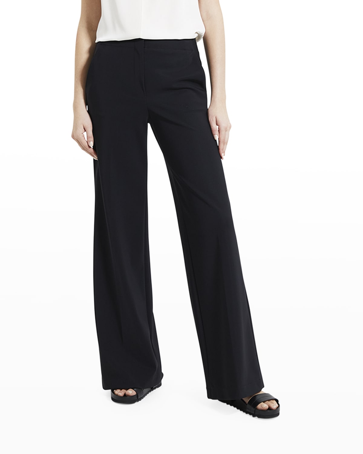 Theory Terena Cropped Wide-leg Pants In Black