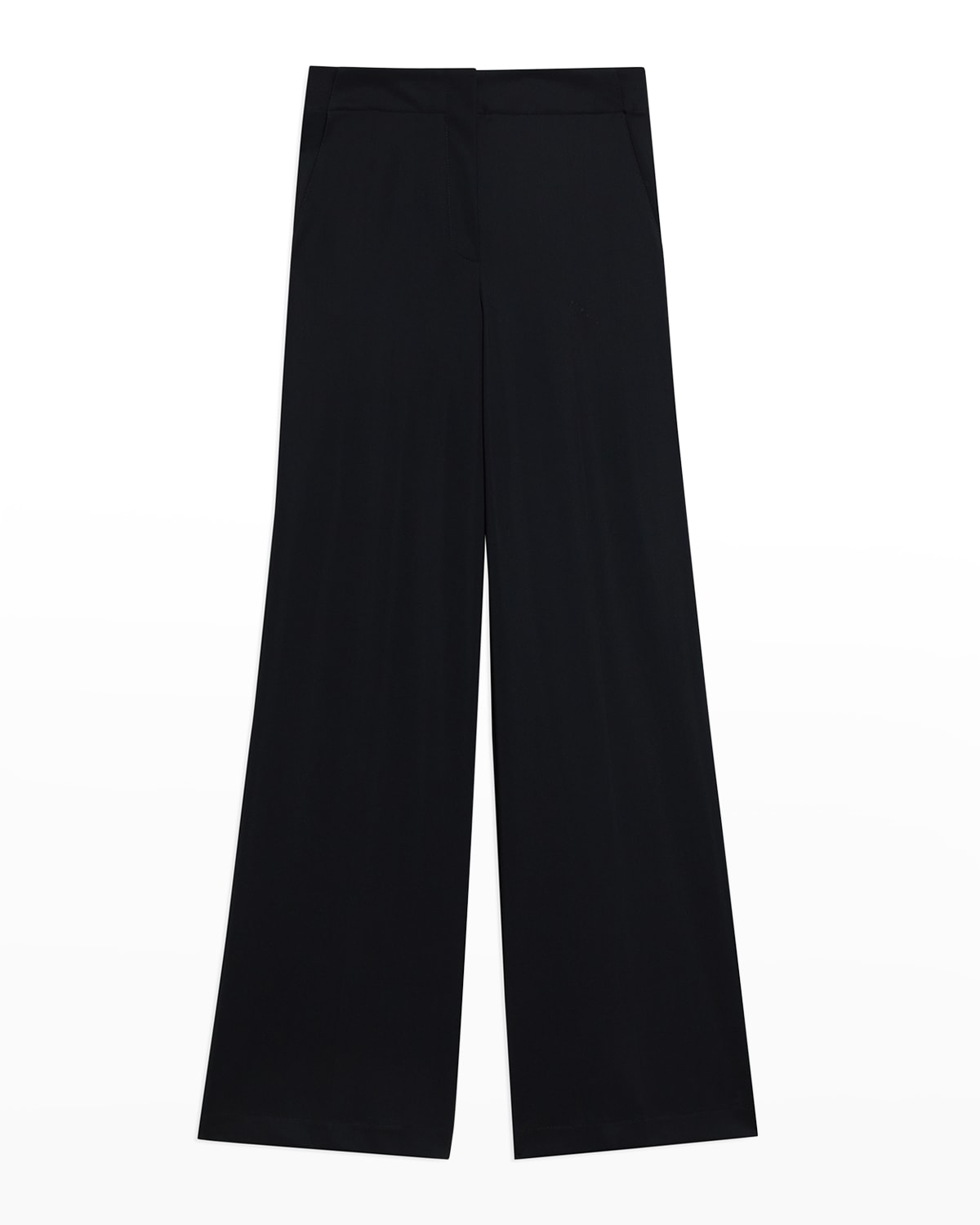 Theory High Waist Double Knit Wide Leg Pants In Black