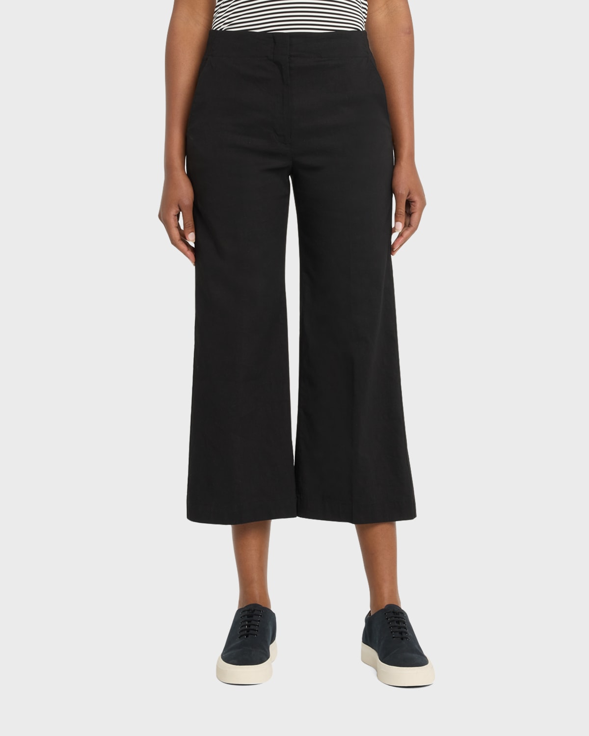 Theory Terena Cropped Wide-leg Trousers In Black