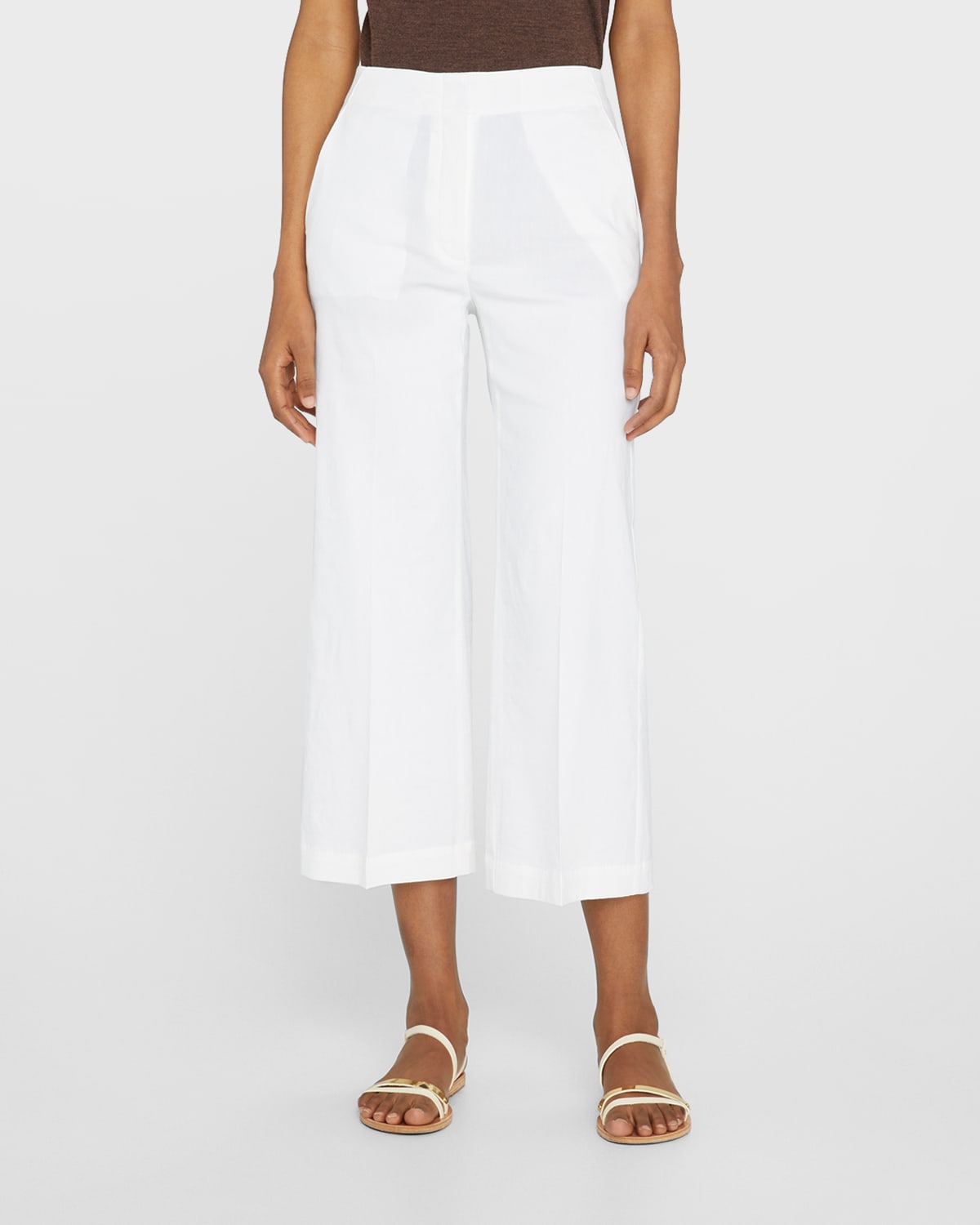 Theory Terena Cropped Wide-leg Pants In White