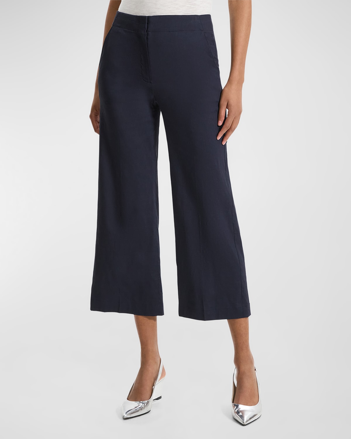Theory Terena Cropped Wide-leg Pants In Concord