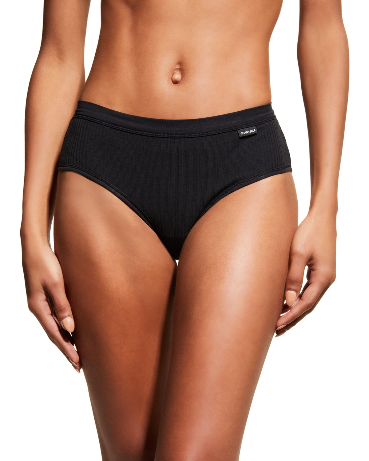 Chantelle Cotton Comfort Ribbed Hipster Brief In Black
