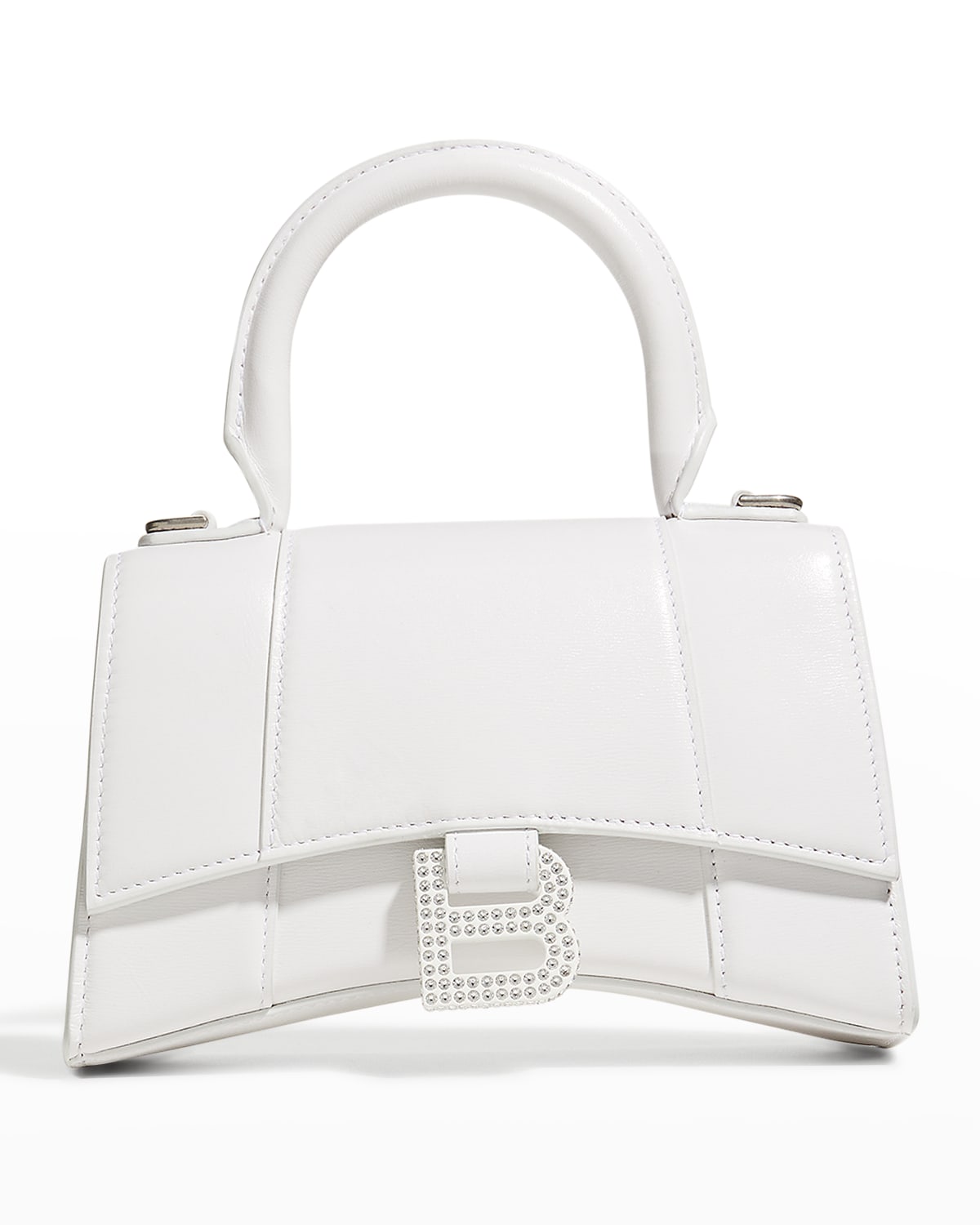 Balenciaga Hourglass Xs Calf Leather Top-handle Bag In 9001 White