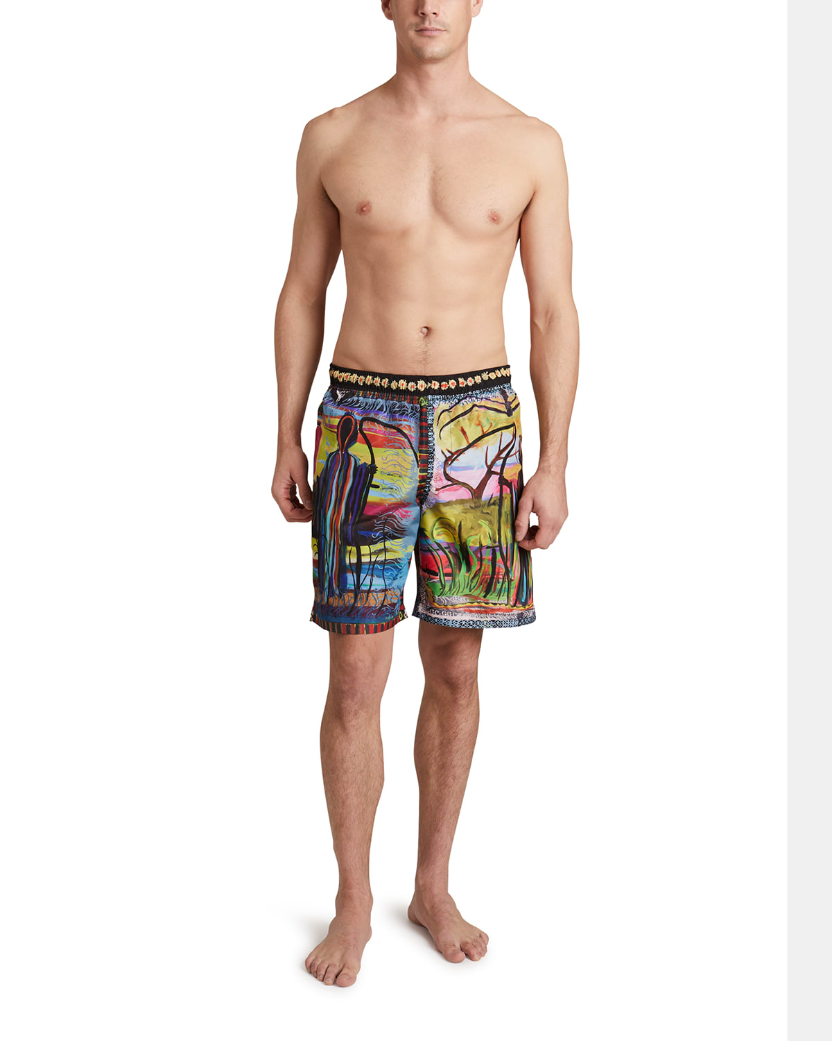 Givenchy Men's Long Polyester Swim Trunks In Multicolored
