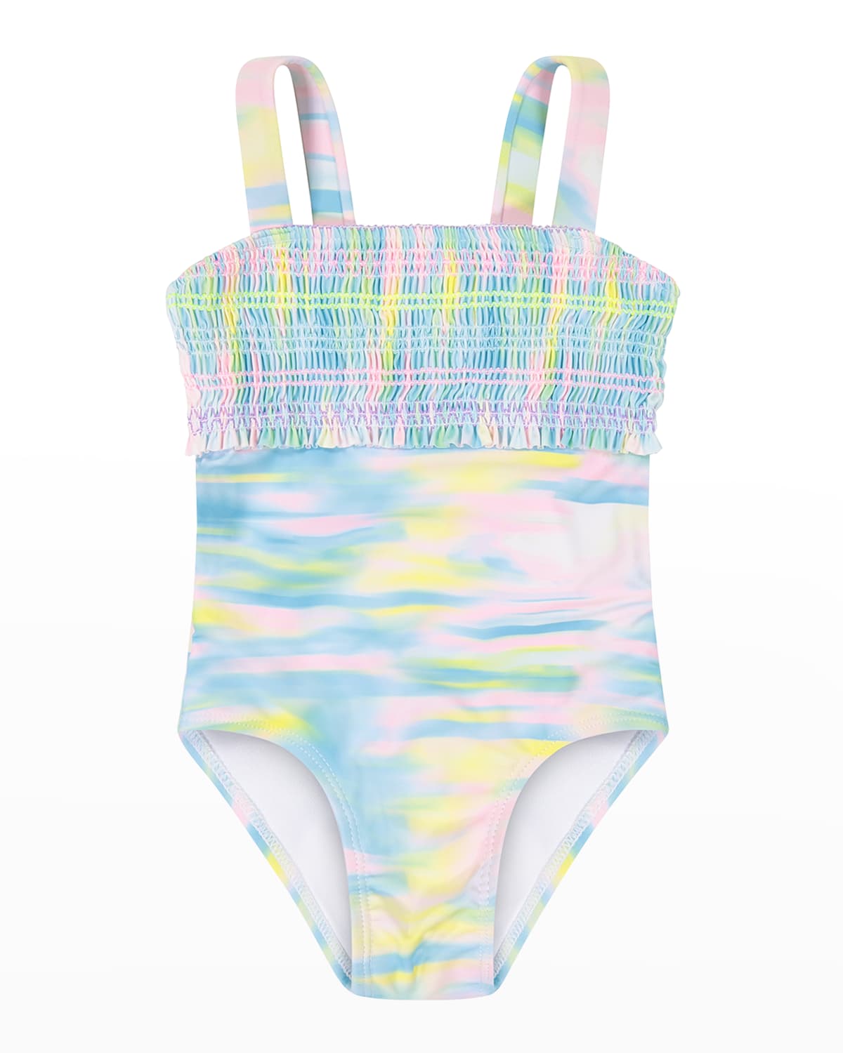 ANDY & EVAN GIRL'S ONE-PIECE SMOCK PRINTED SWIMSUIT