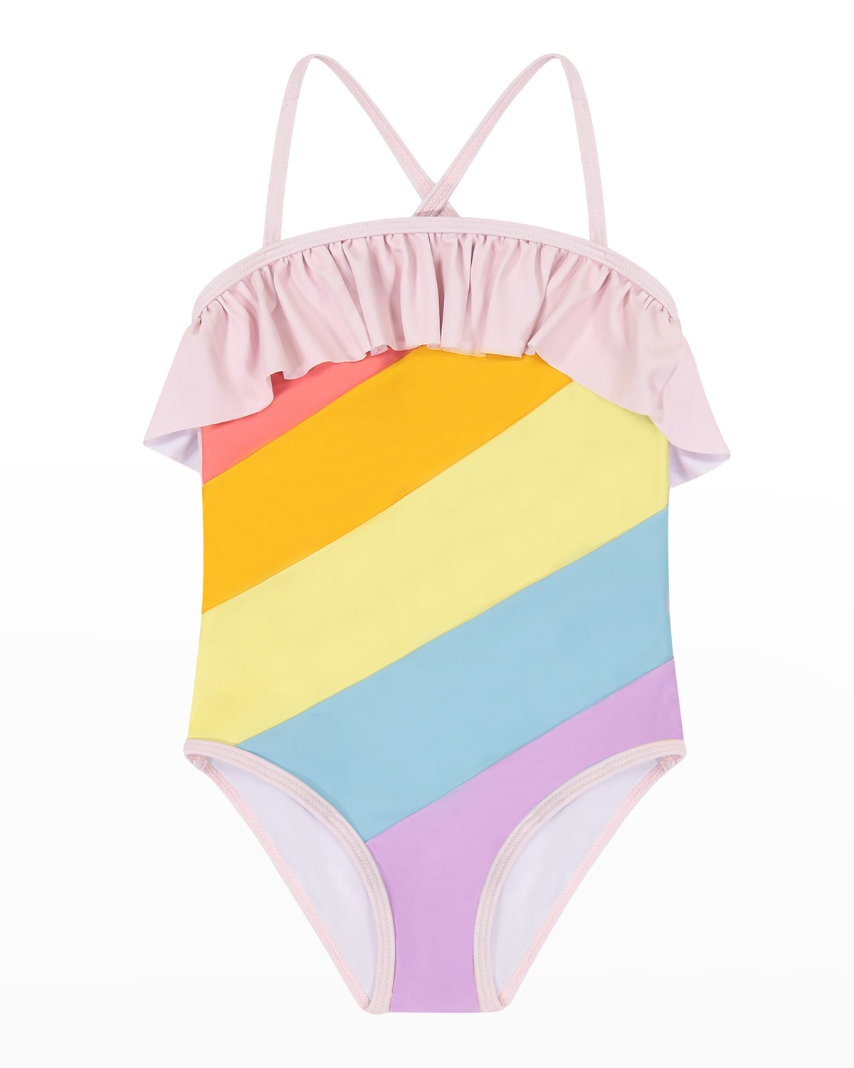 Andy & Evan Kids' Girl's Rainbow-print One-piece Swimsuit