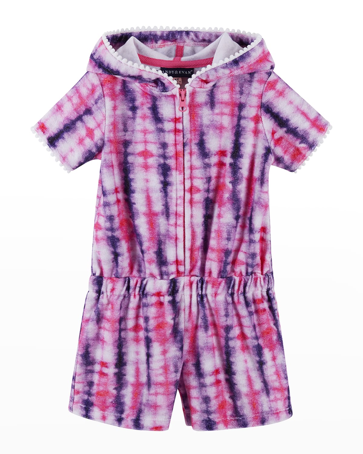 Andy & Evan Kids' Girl's French Terry Cover Up In Purple Tie Dye