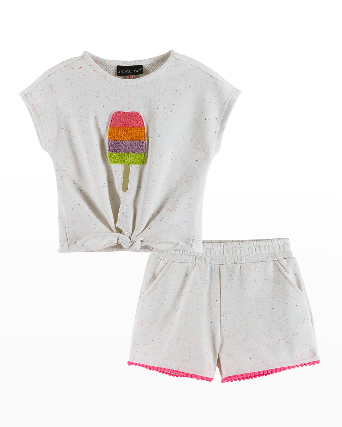 ANDY & EVAN GIRL'S ICE CREAM BAR SPLATTER SHIRT AND SHORTS SET
