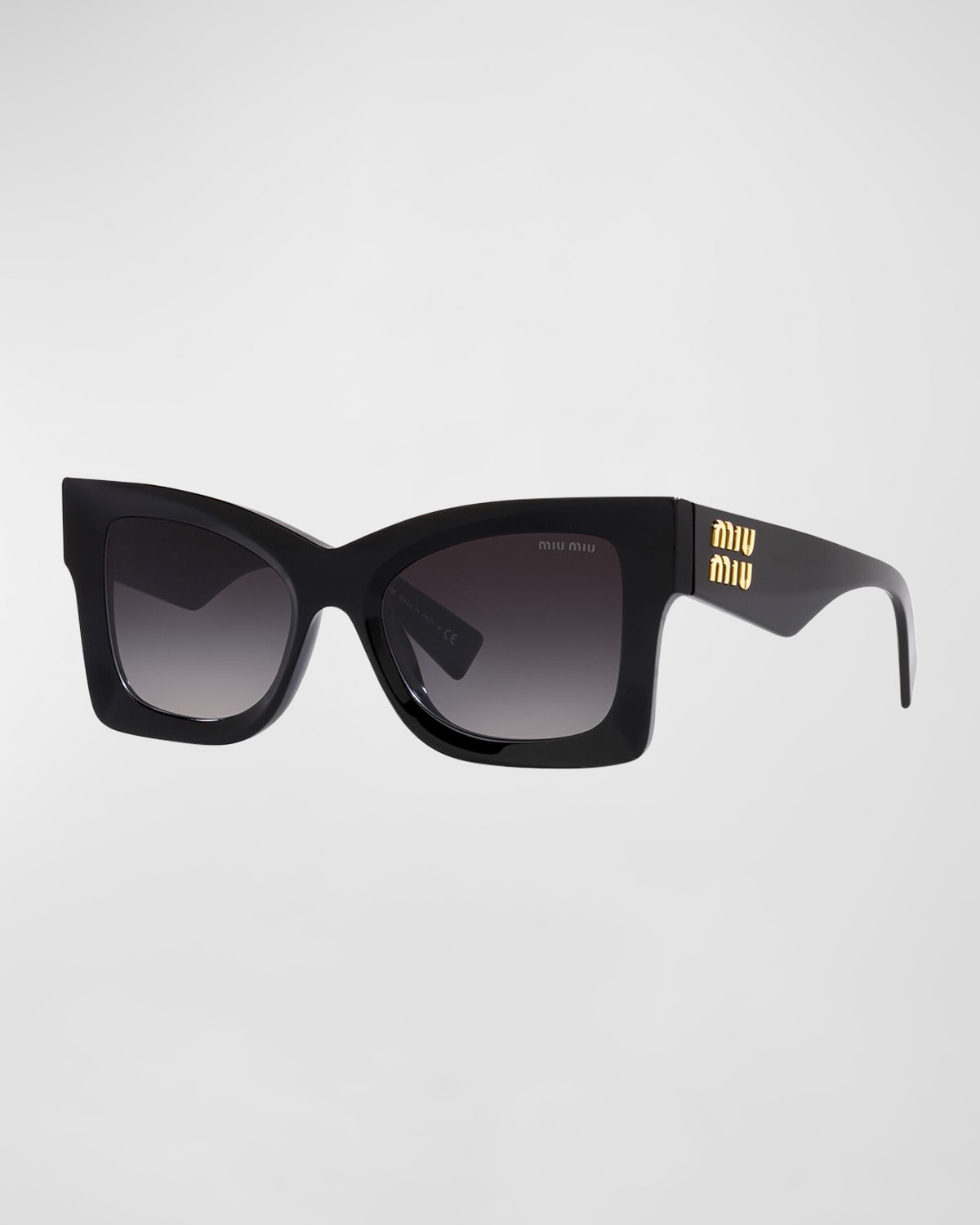 Miu Miu Logo Oversized Square Acetate Sunglasses In Black