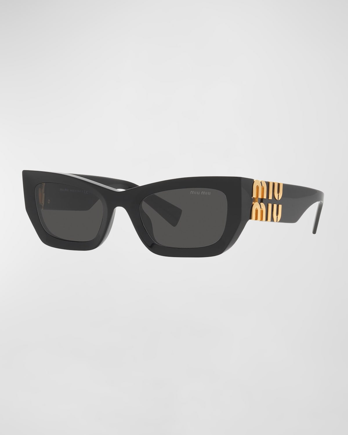 Miu Miu Logo Rectangle Acetate Sunglasses In Black