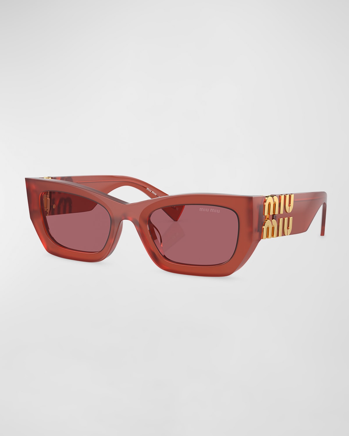 Miu Miu Logo Rectangle Acetate Sunglasses In Dark Violet
