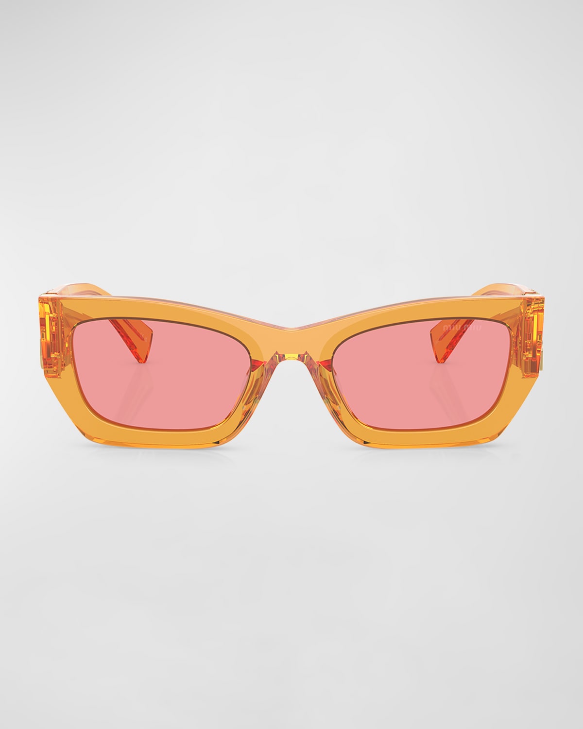 Shop Miu Miu Logo Rectangle Acetate Sunglasses In Orange