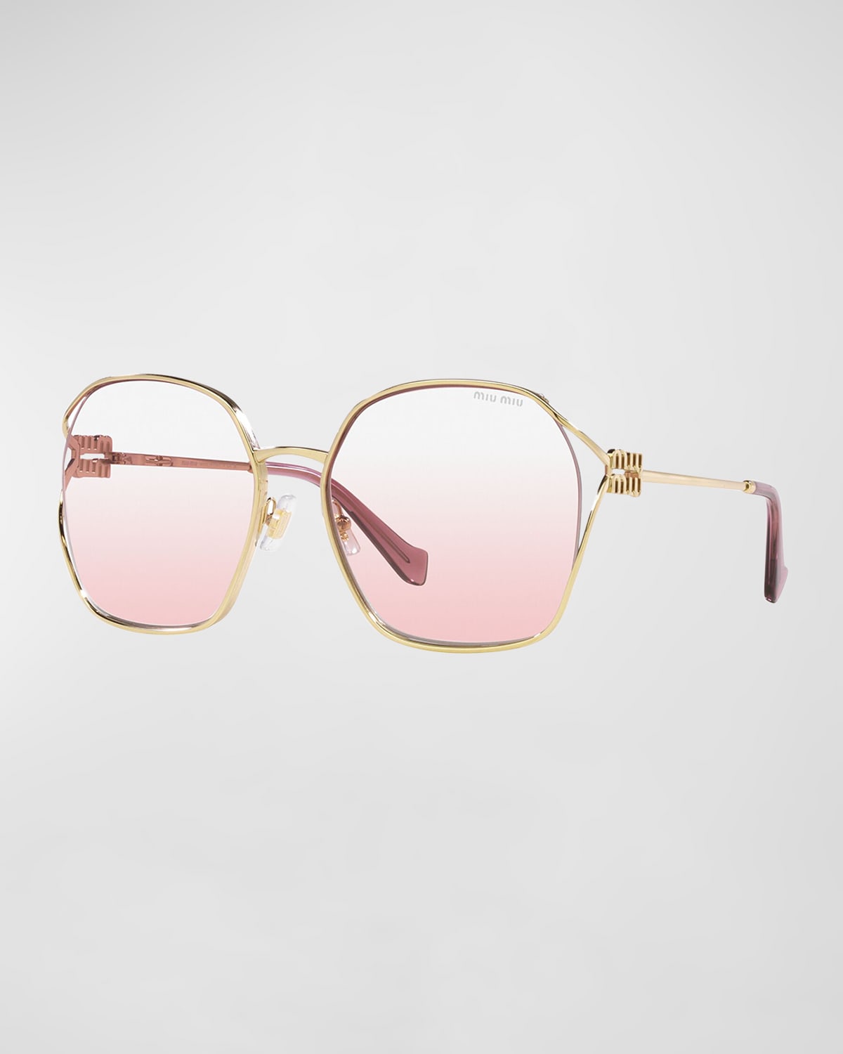 Miu Miu Logo Metal Butterfly Sunglasses In Pink Gradient