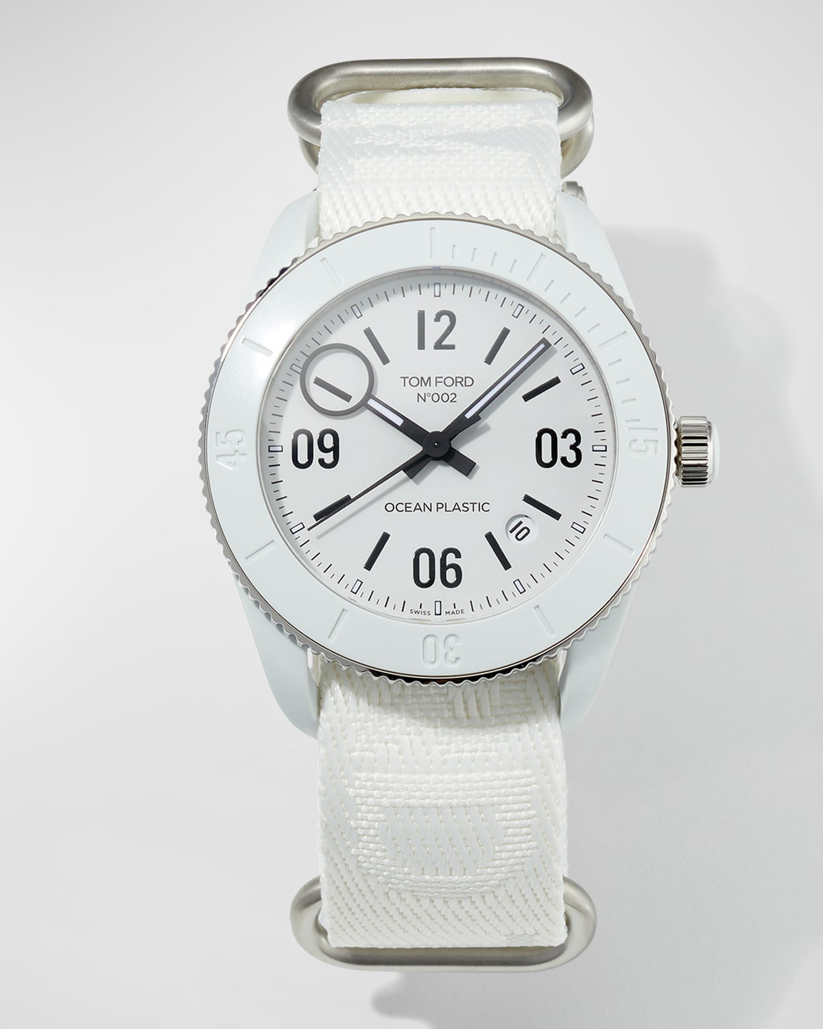 Tom Ford Ocean Plastics Sport Stainless Steel Strap Watch In White