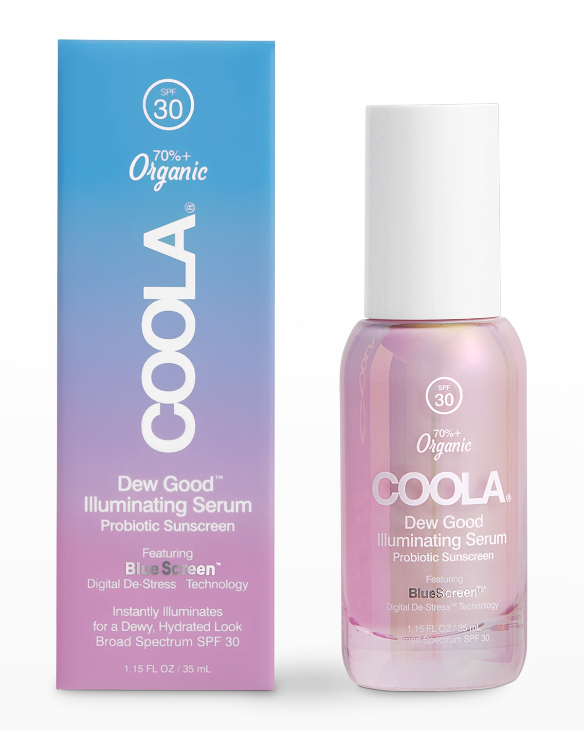 Coola 1.15 Oz. Dew Good Illuminating Serum Probiotic Sunscreen Spf 30 In White