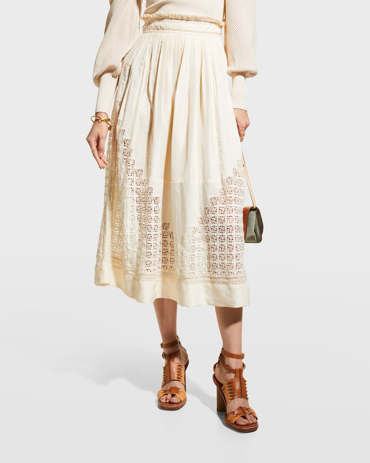 Ulla Johnson Diana Tiered Cotton And Silk-blend Midi Skirt In Ivory