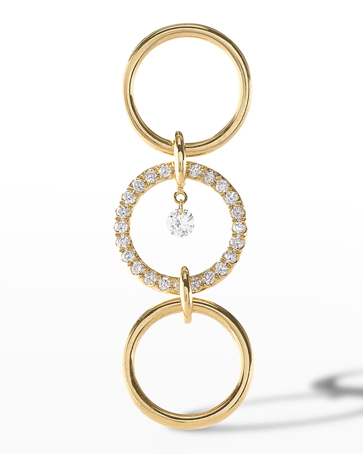 Persée Linear Circle Hanging Earring With Diamond In The Middle, Single