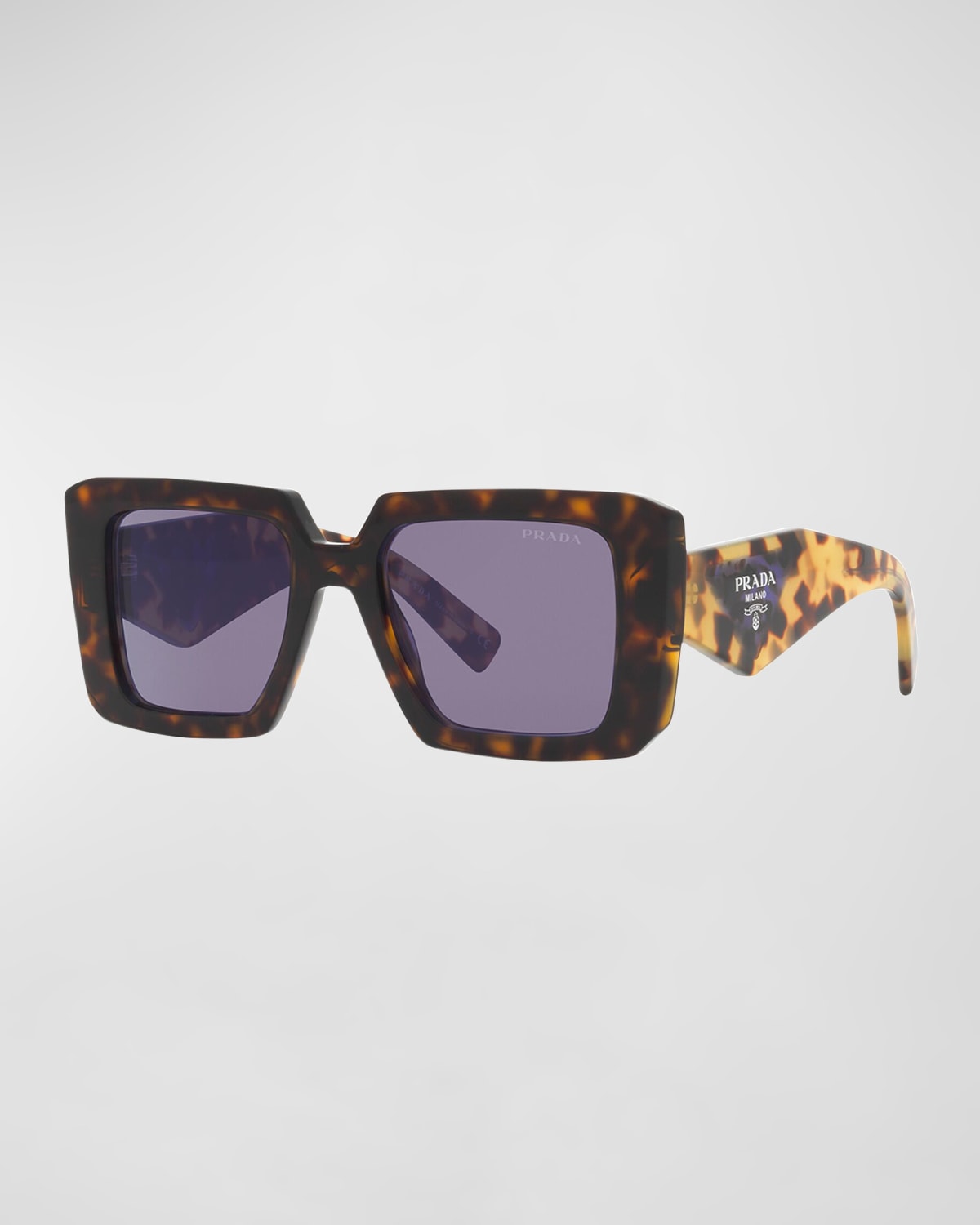 Shop Prada Square Acetate Sunglasses In Tortoise