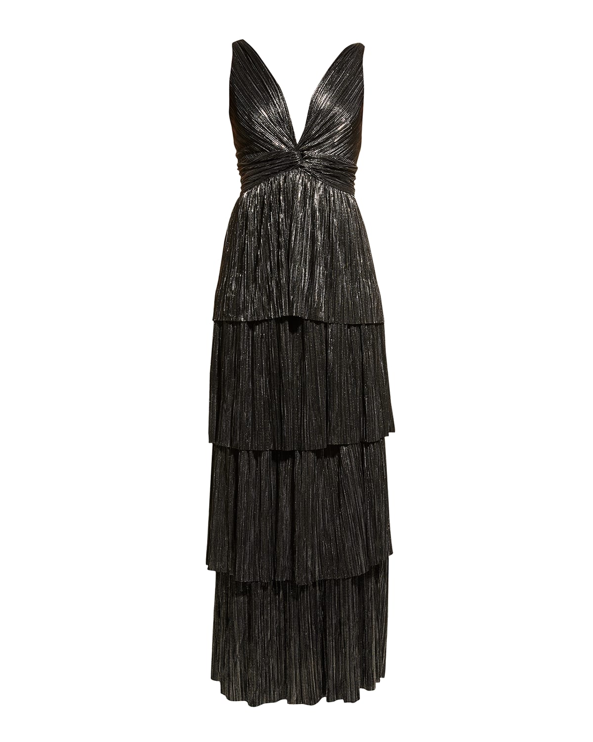 SABINA MUSAYEV DELPHINA PLEATED TIERED MAXI DRESS 