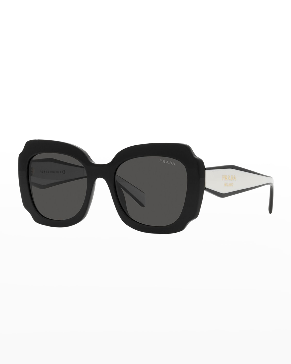 Prada 52mm Geometric Sunglasses In Black