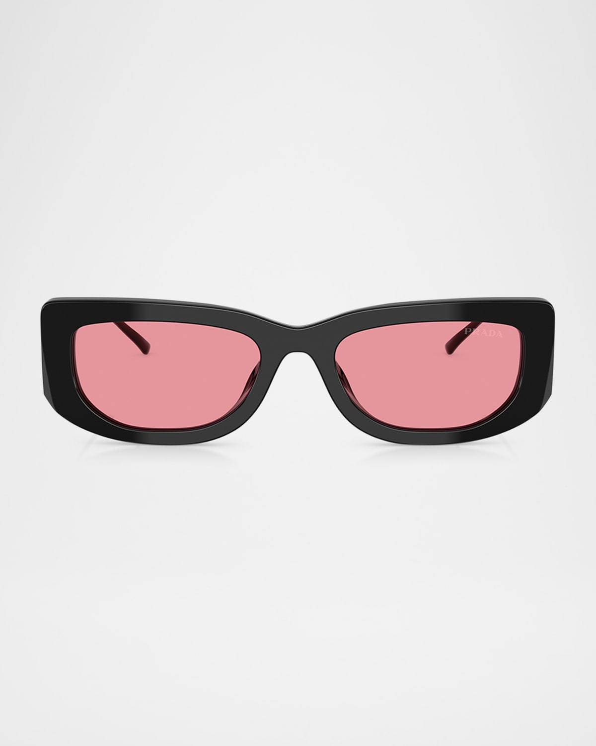 PRADA TRIANGLE LOGO RECTANGLE ACETATE & METAL SUNGLASSES 
