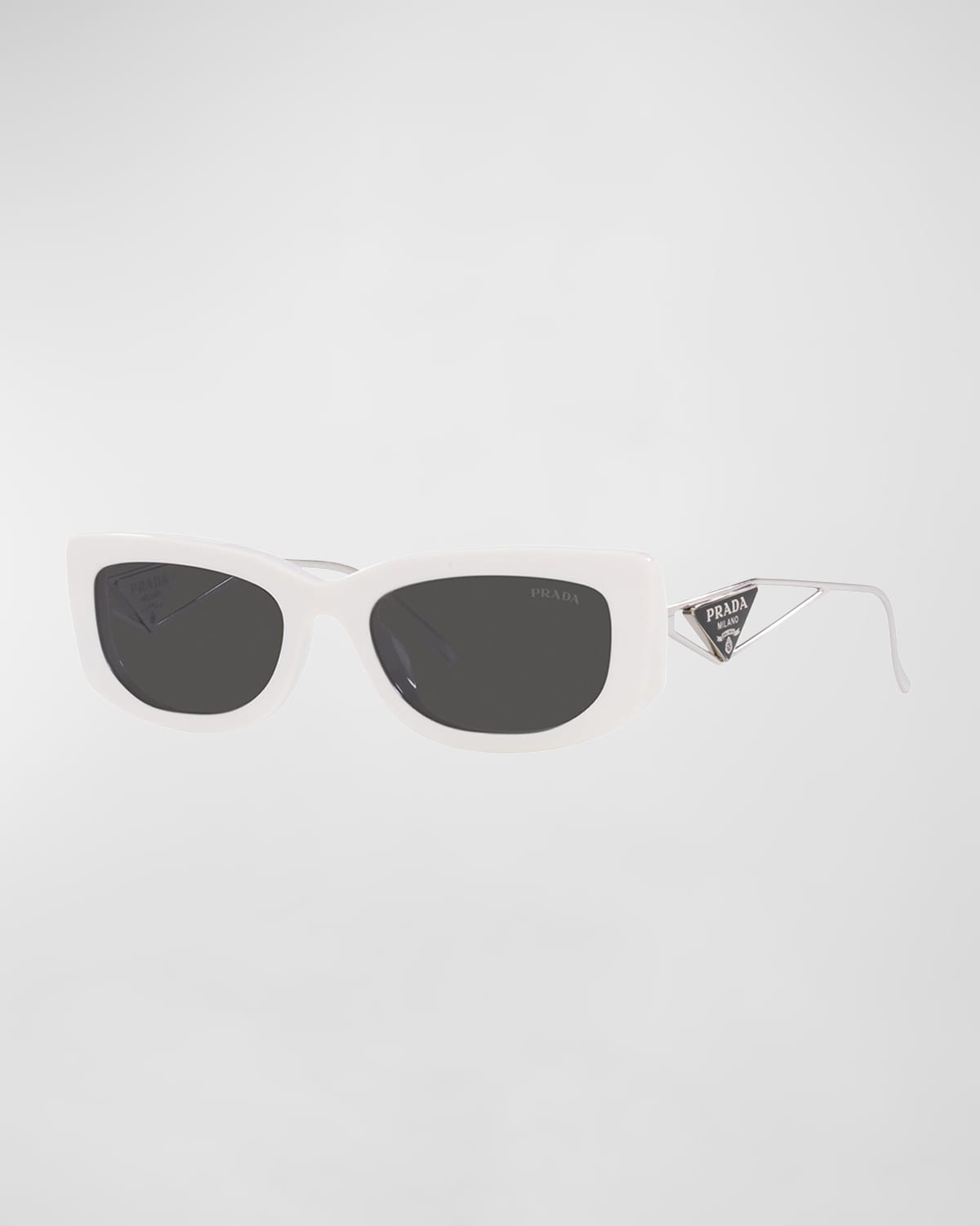Triangle Logo Rectangle Acetate & Metal Sunglasses