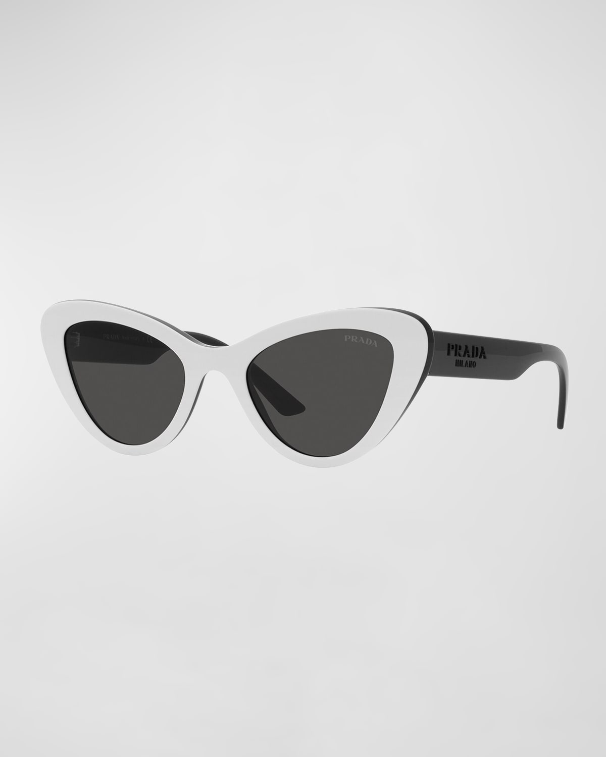 Prada Bicolor Acetate Cat-eye Sunglasses In White