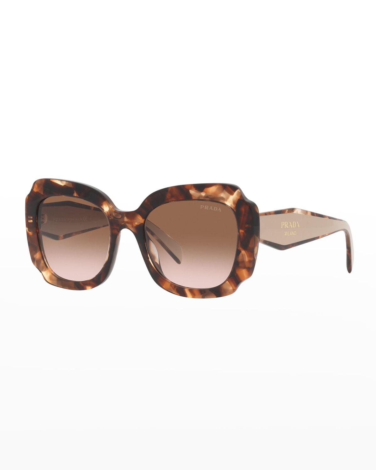 Prada Havana 52mm Gradient Geometric Sunglasses In Havana