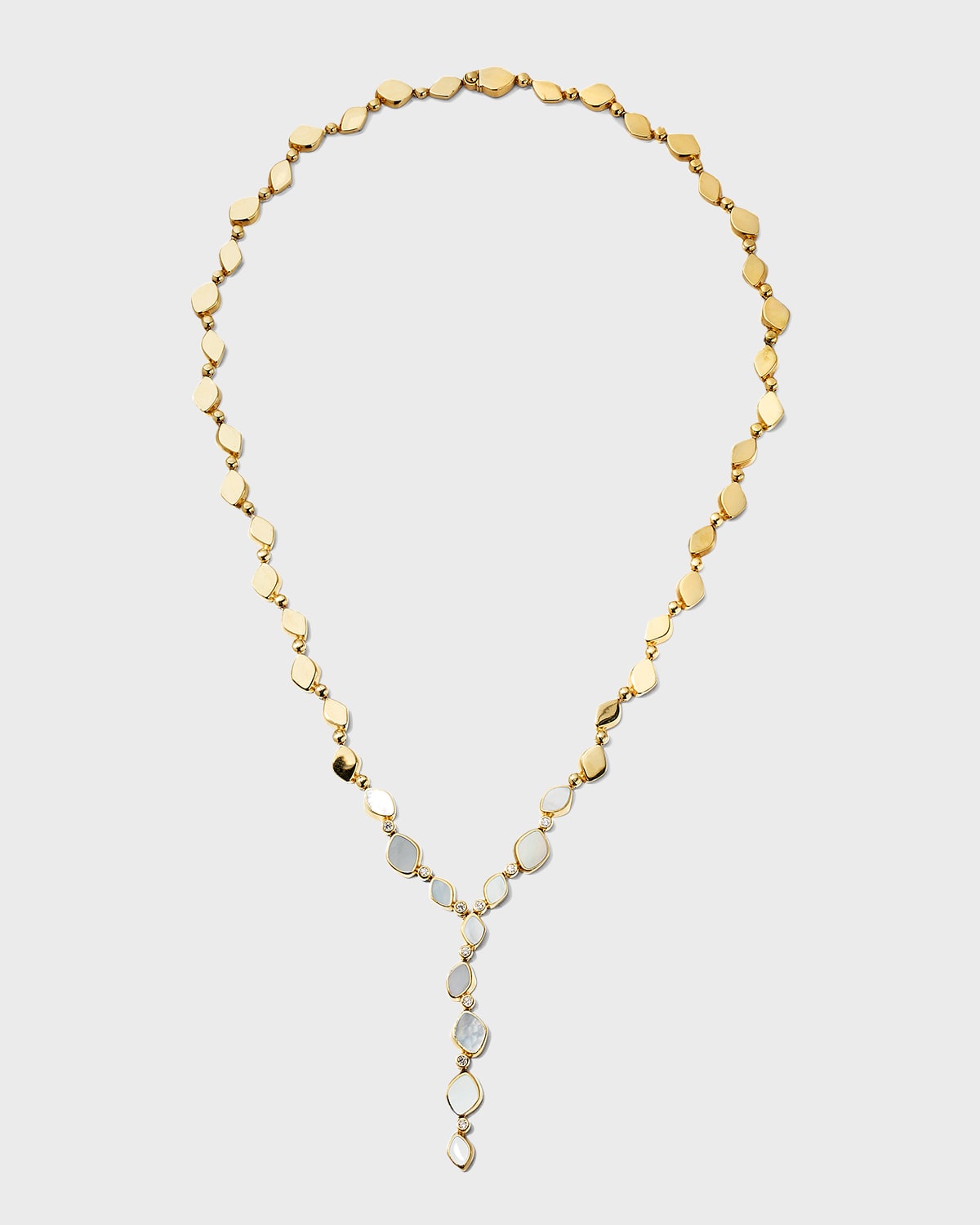 Vendorafa Yellow Gold Pebble Necklace With Mother-of-pearl And Diamonds