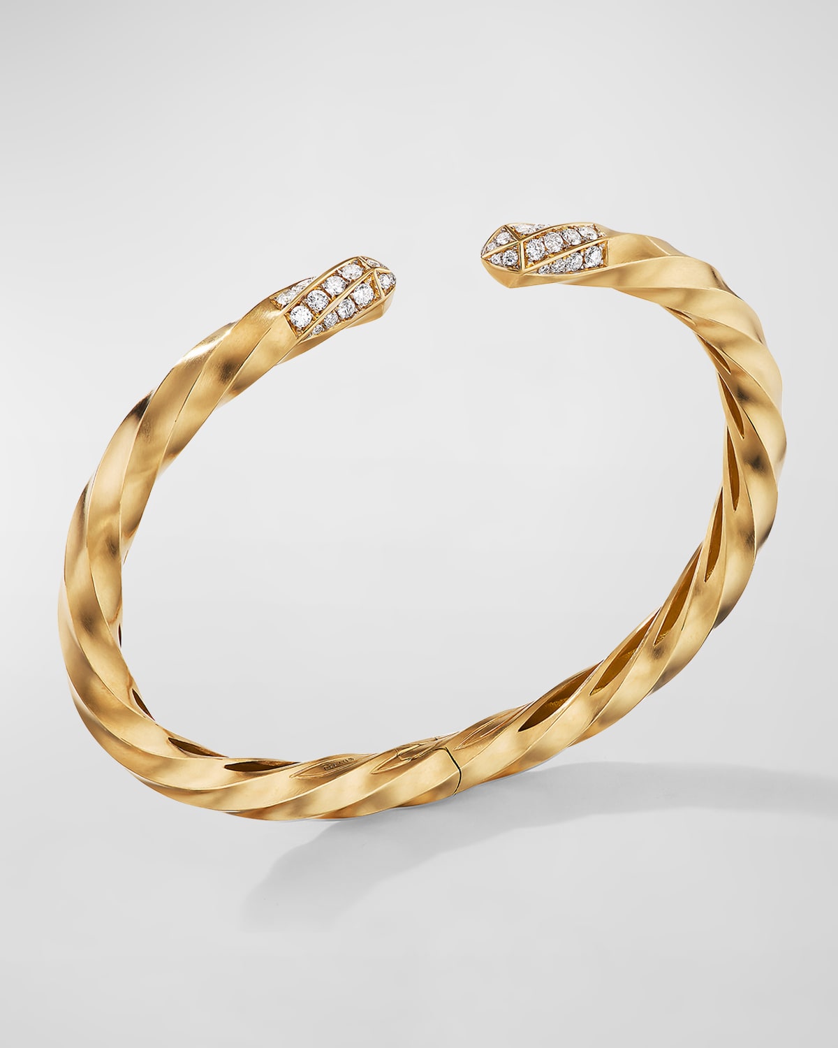 David Yurman Cable Edge Open Bracelet In Recycled 18k Gold With Pave Diamonds