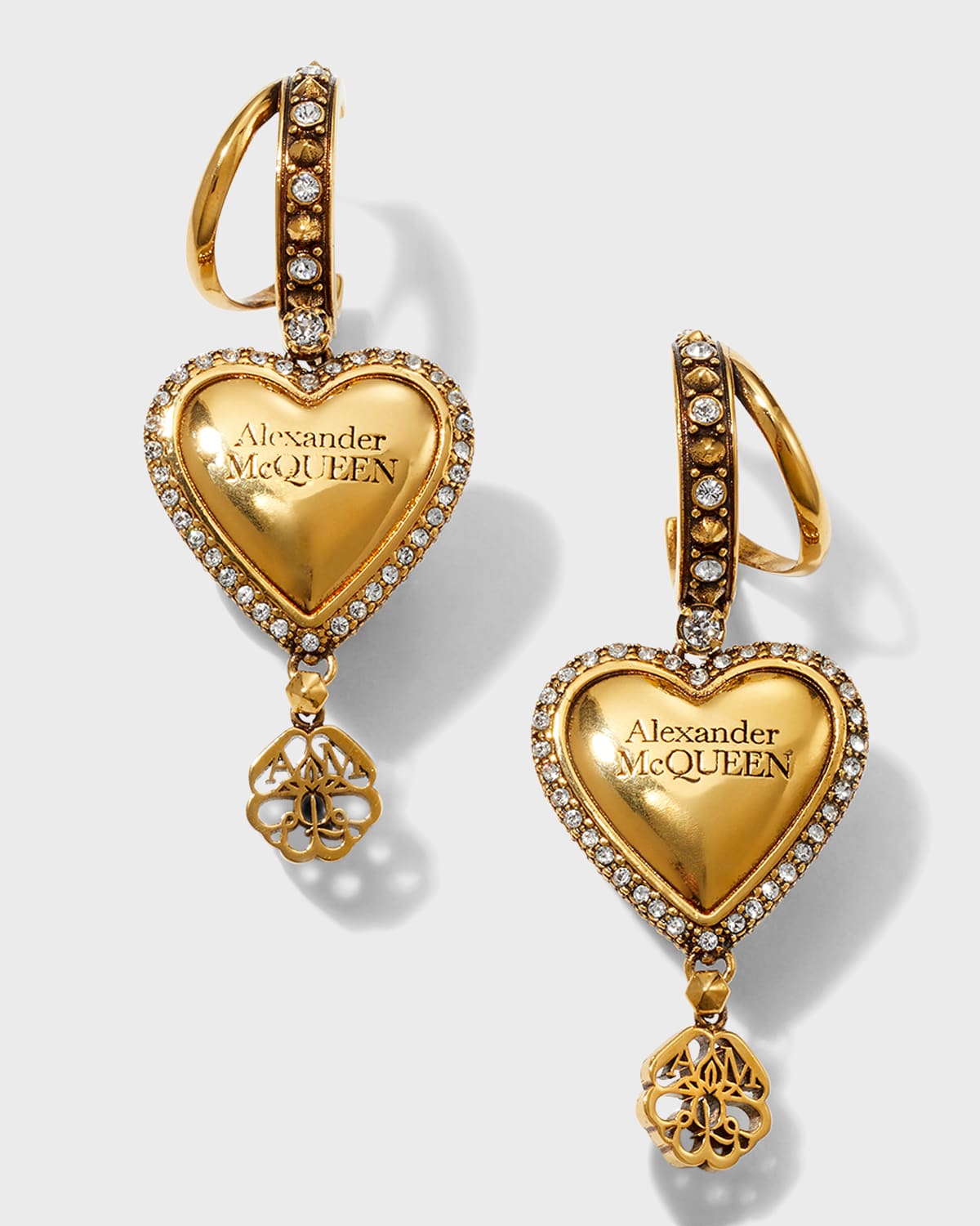 ALEXANDER MCQUEEN HEART HOOP EARRINGS