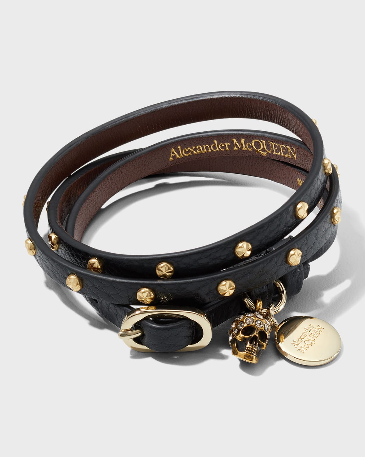 Alexander McQueen Skull Leather Wrap Bracelet
