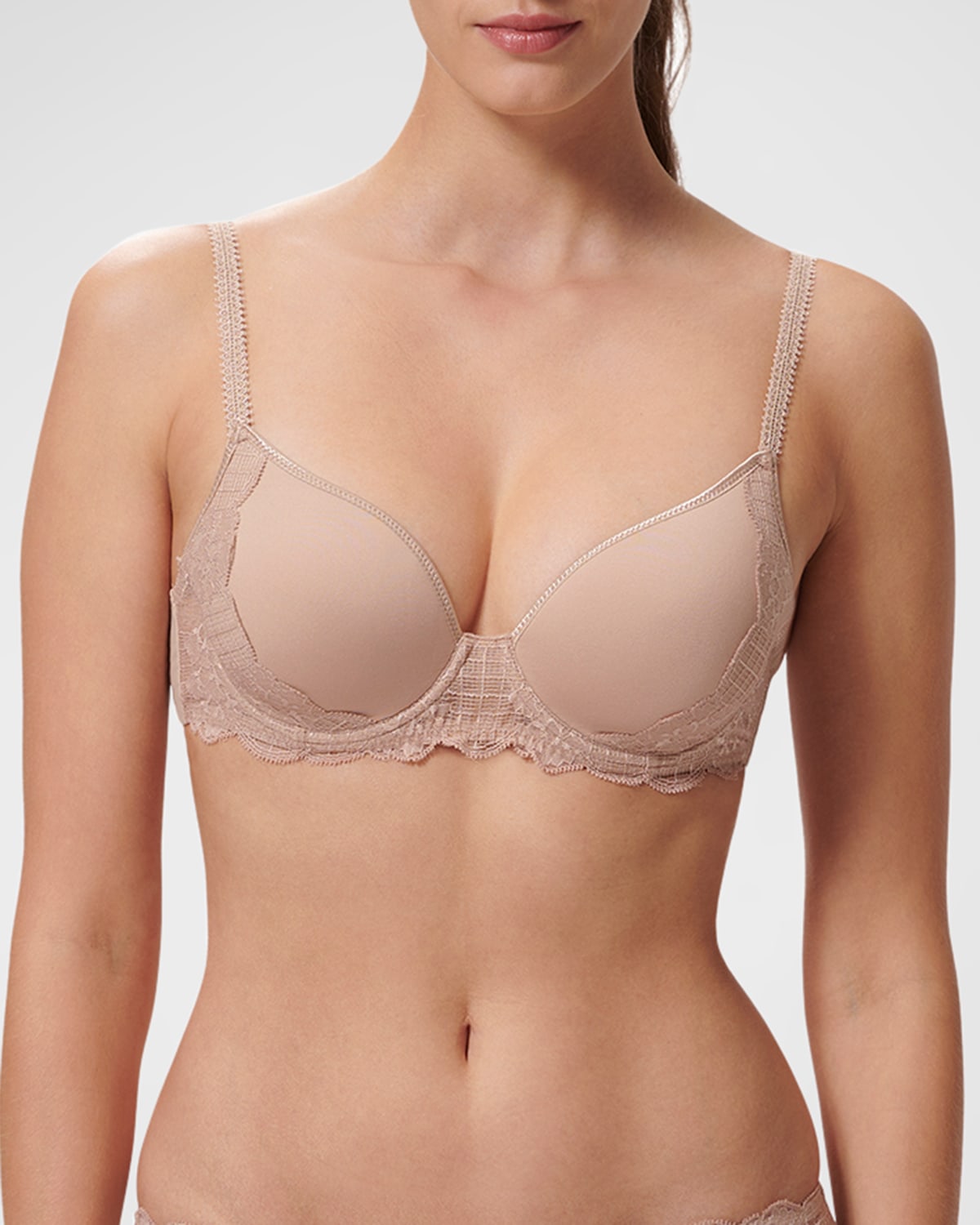 Shop Simone Perele Reve Lace Plunge Bra In Nude